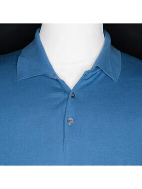 Men’s Collars & Co Blue Cotton & Silk Blend Polo Shirt Sz XL